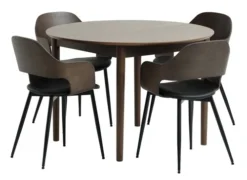 MARSTRAND Ø110 Table Chêne Foncé + 4 HVIDOVRE Chaises Ch. F.