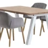 SKAGEN L150 Table Blanc/chêne + 4 ADSLEV Chaises Vel. Gris