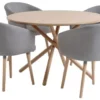 SKIBET Ø120 Table Chêne Clair + 4 KLOSTER Chaises Gris Clair