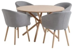 SKIBET Ø120 Table Chêne Clair + 4 KLOSTER Chaises Gris Clair