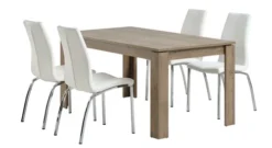 VEDDE L160 Table Chêne + 4 HAVNDAL Chaises Blanc