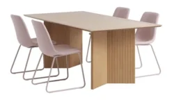 VESTERBORG L200 Table Chêne + 4 SEJLSTRUP Chaises Rose Clair