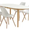 EGENS L190/270 Table Blanc + 4 KASTRUP Chaises Blanc