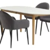 EGENS L190/270 Table Blanc + 4 SABRO Chaises Gris/noir