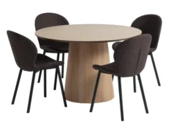 KLIPLEV Ø120 Table Chêne + 4 GEVNINGE Chaise Beige/noir