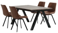 SANDBY L160 Table Chêne Foncé + 4 HYGUM Chaises Cognac