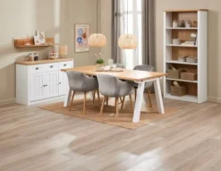 SKAGEN L200 Table Blanc/ch. + 4 ADSLEV Chaises Velours Gris -Magasin De Meubles 214474 2