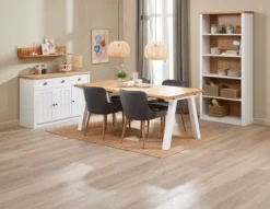 SKAGEN L200 Table Blanc/chêne + 4 PEBRINGE Chaises Vel. Gris 5 SKAGEN L200 Table Blanc/chêne + 4 PEBRINGE Chaises Vel. Gris -Magasin De Meubles 214475 2