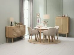Table MARSTRAND Ø110/110x200 Blanc/naturel -Magasin De Meubles 214639 2