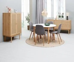 Table MARSTRAND Ø110/110x200 Blanc/naturel -Magasin De Meubles 214640 1