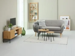 Bout De Canapé NYBO Ø40 Coloris Chêne/noir -Magasin De Meubles 216434 1