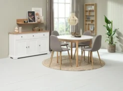 Buffet VISLINGE 3 Portes 3 Tiroirs Naturel/blanc -Magasin De Meubles 218123 1