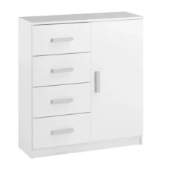 Commode 4 Tiroirs 1 Porte TAPDRUP Blanc