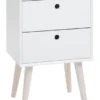 Table De Nuit OPLEV 2 Tiroirs Blanc/pin