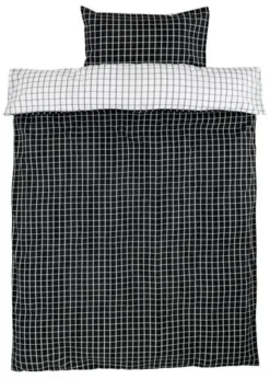 Parure De Lit Percale KARIN 140x200 Blanc/noir