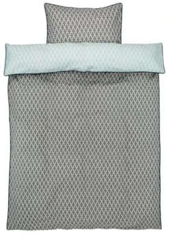 Parure De Lit Percale DINA 140x200 Gris/menthe