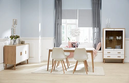 GAMMELGAB L160/200 Table + 4 KASTRUP Chaises Blanc 2 GAMMELGAB L160/200 Table + 4 KASTRUP Chaises Blanc – Image 2