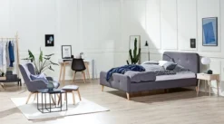 Cadre De Lit KONGSBERG 140x200 Gris -Magasin De Meubles 76848