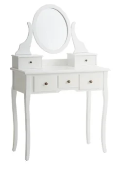 Coiffeuse MALLING A/miroir 5 Tiroirs Blanc