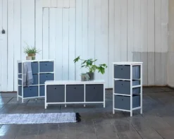 Commode 3 Boîtes ODBY Blanc/gris -Magasin De Meubles 87475