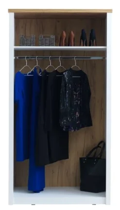 Armoire MARKSKEL 112x210 Blanc/chêne -Magasin De Meubles 98884